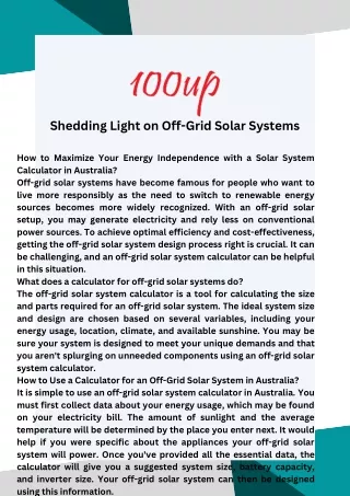 Shedding Light on Off-Grid Solar Systems