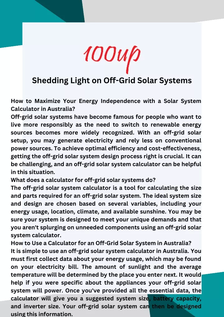shedding light on off grid solar systems