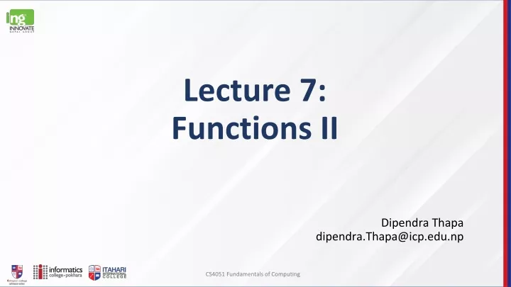 lecture 7 functions ii