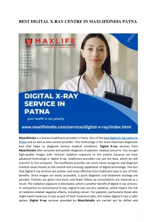 DIGITAL X-RAY SERVICE IN MAXLIFEINDIA