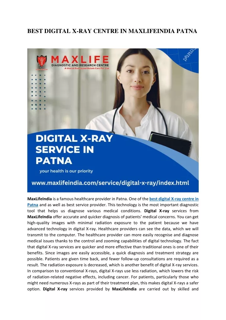 best digital x ray centre in maxlifeindia patna