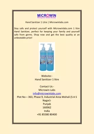 Hand Sanitizer 1 Litre Microwinlab com