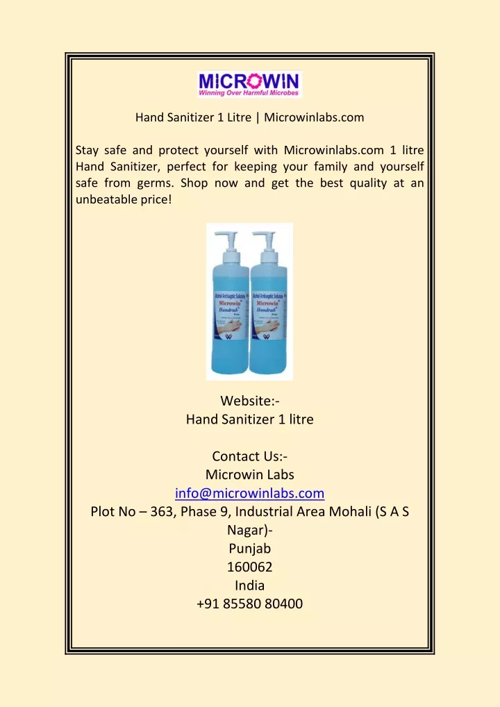 hand sanitizer 1 litre microwinlabs com