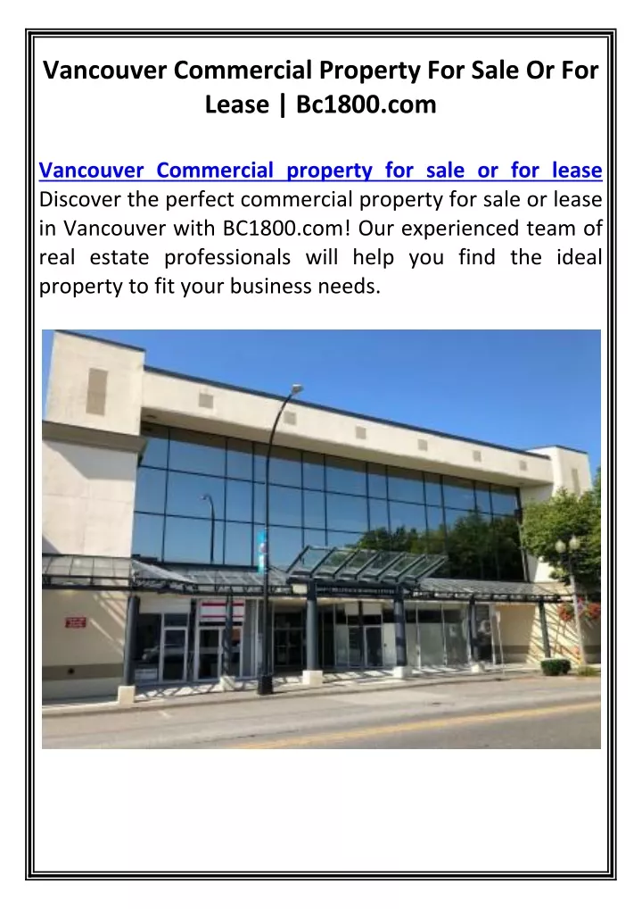 vancouver commercial property for sale
