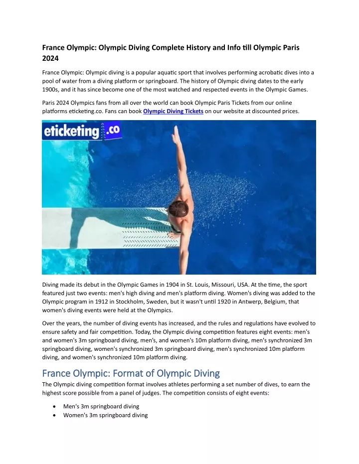 france olympic olympic diving complete history