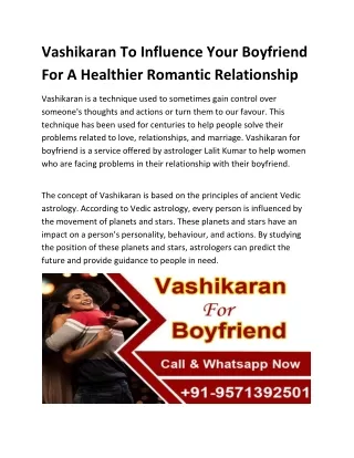 Vashikaran To Influence Your Boyfriend For A Healthier Romantic Relationship
