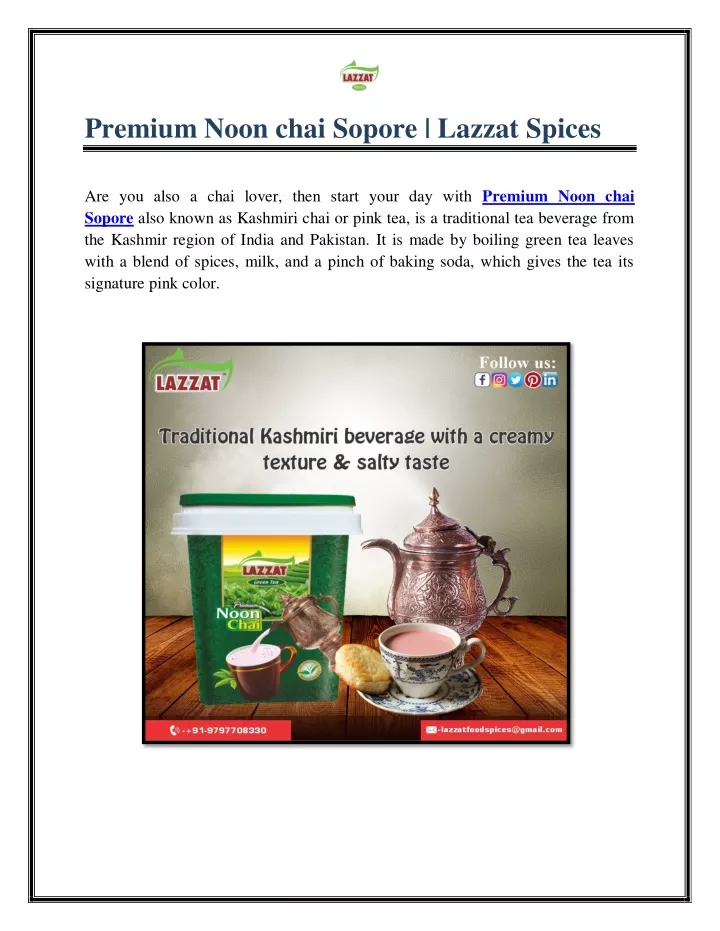 premium noon chai sopore lazzat spices