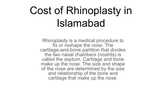 Cost of Rhinoplasty in Islamabad