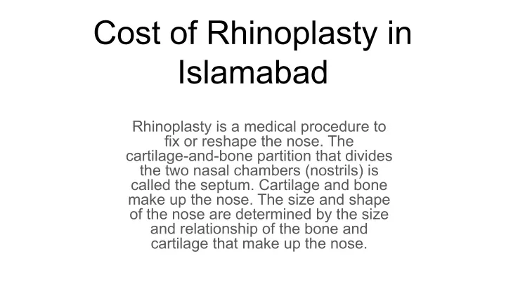 cost of rhinoplasty in islamabad