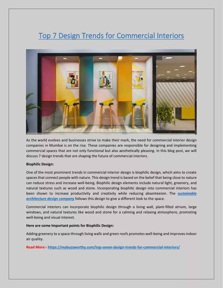 top 7 design trends for commercial interiors