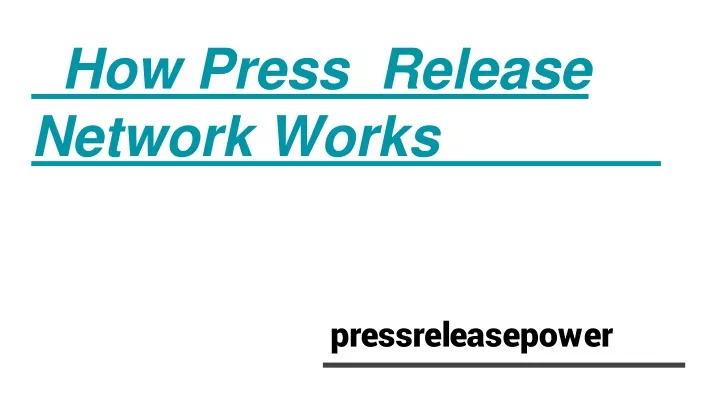 how press release network works