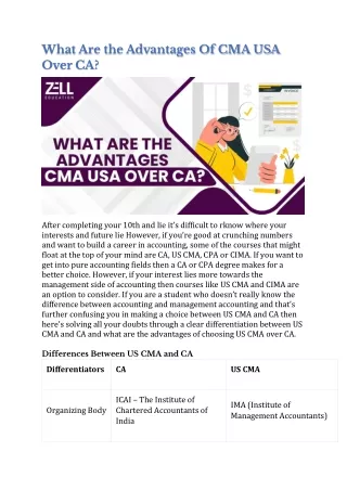 What Are the Advantages Of CMA USA Over CA