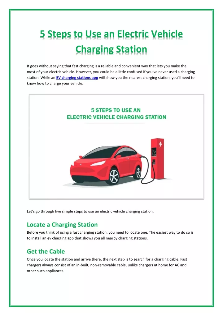 5 steps to use an electric vehicle charging