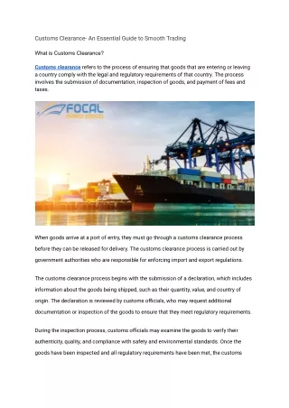 Customs Clearance- An Essential Guide to Smooth Trading