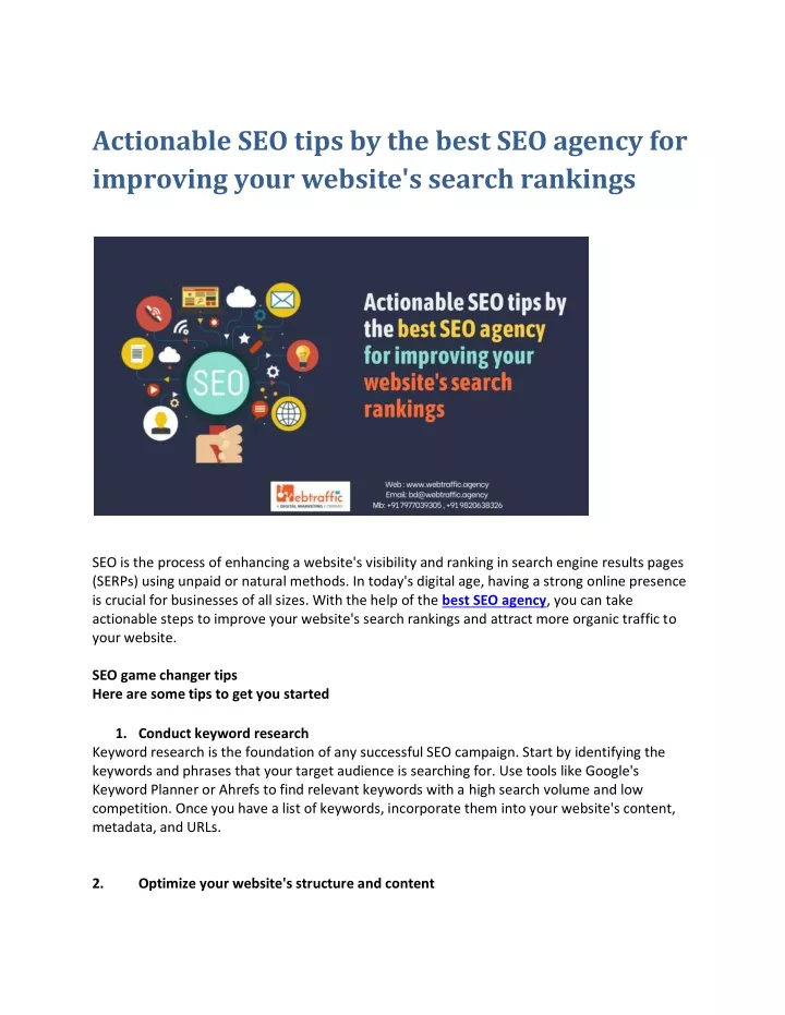 actionable seo tips by the best seo agency