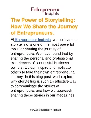 The Power of Storytelling: How We Share the Journey of Entrepreneurs.