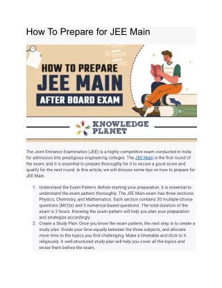 A Comprehensive Guide: How to Prepare for JEE Main