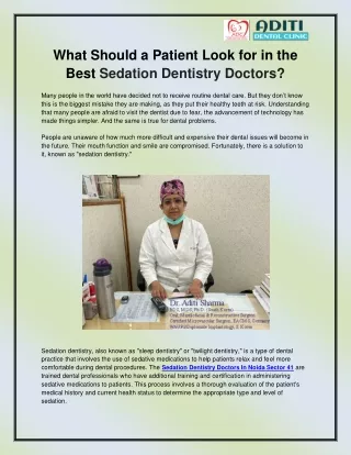 Sedation Dentistry Doctors In Noida Sector 41