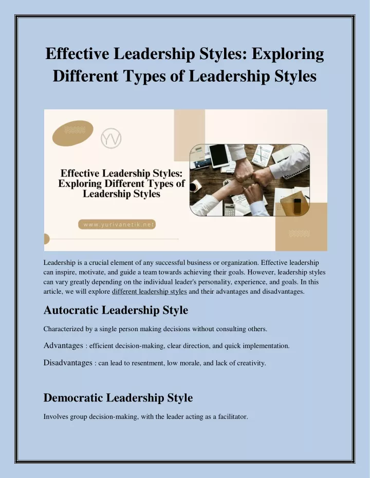 effective leadership styles exploring different