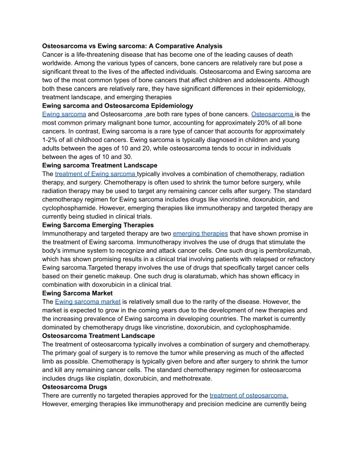 osteosarcoma vs ewing sarcoma a comparative