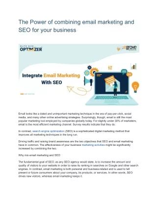 The Power of combining email marketing and SEO for your business