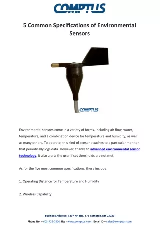 5 Common Specifications of Environmental Sensors