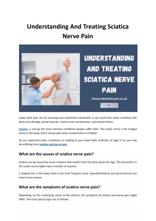 Understanding And Treating Sciatica Nerve Pain