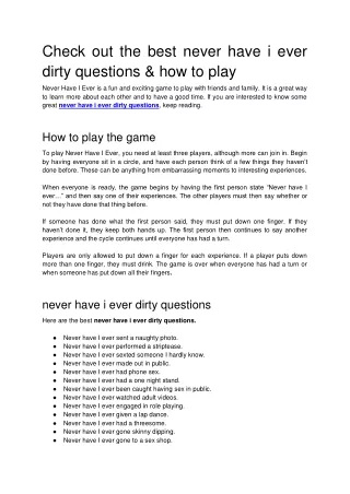 Check out the best never have i ever dirty questions & how to play