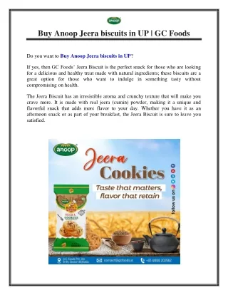 Buy Anoop Jeera biscuits in UP | GC Foods