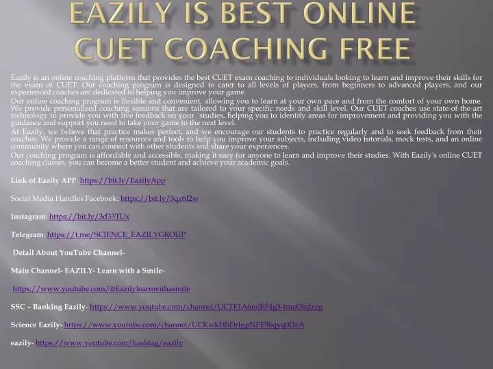 eazily is best online cuet coaching free