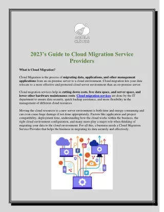 2023’s Guide to Cloud Migration Service Providers