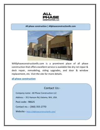 All phase construction | Allphaseconstructionllc.com