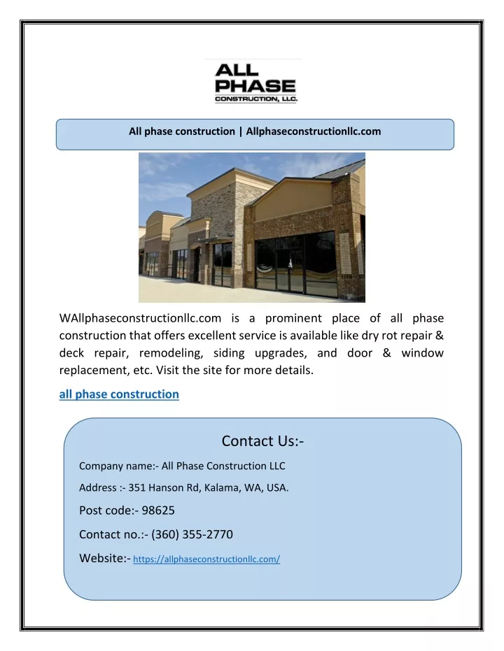 all phase construction allphaseconstructionllc com