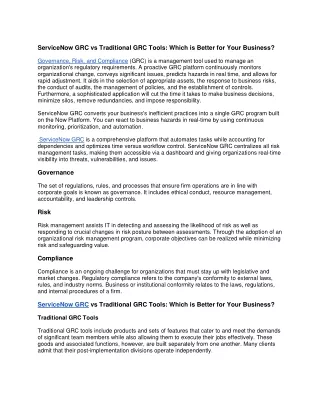 servicenow grc vs traditional grc tools which
