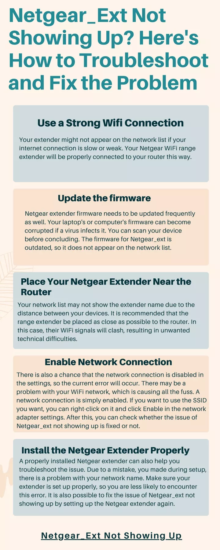 netgear ext not showing up here