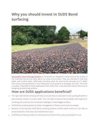 why you should invest in suds bond surfacing