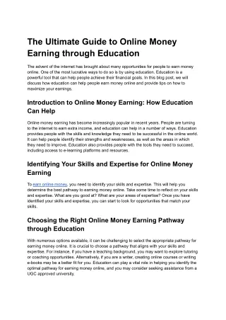 The Ultimate Guide to Online Money Earning through Education