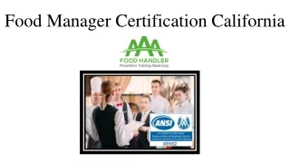 Food Manager Certification California