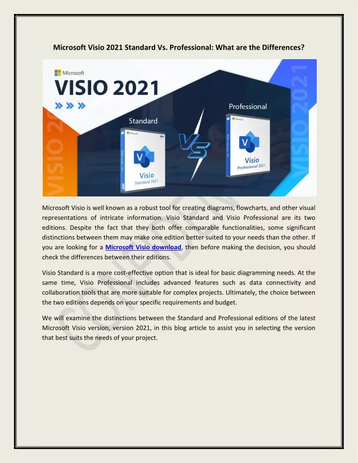 microsoft visio 2021 standard vs professional