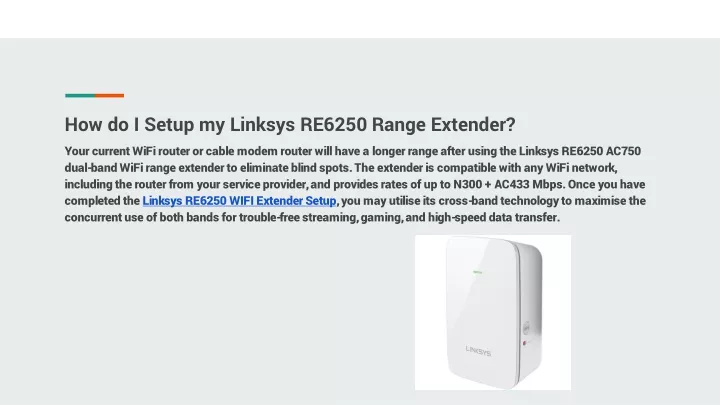 how do i setup my linksys re6250 range extender