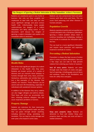 the dangers of ignoring a rodent infestation