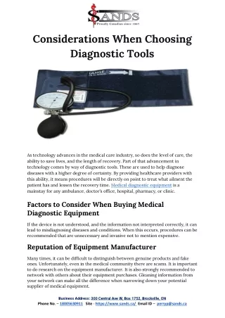 Considerations When Choosing Diagnostic Tools