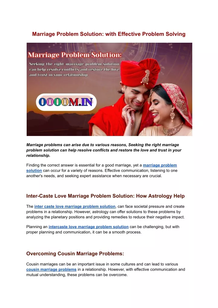 marriage problem solution with effective problem