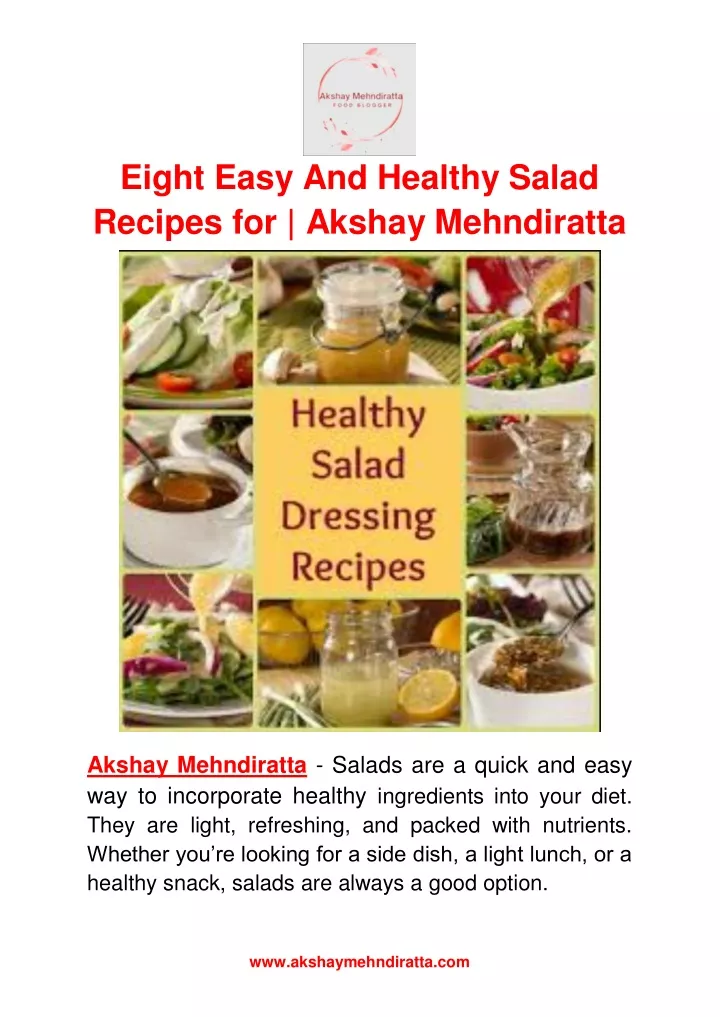 eight easy and healthy salad recipes for akshay