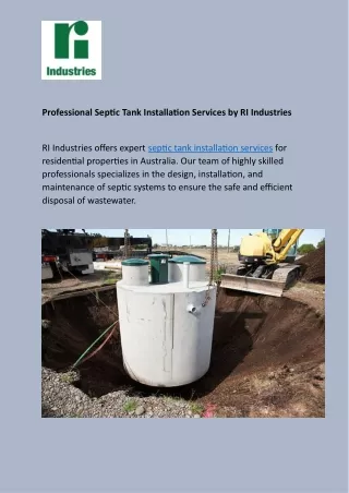 Professional Septic Tank Installation Services by RI Industries