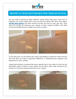 The Benefits of Carpet Spot Dyeing and Stain Removal Services
