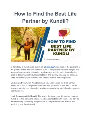 How to Find the Best Life Partner by Kundli?