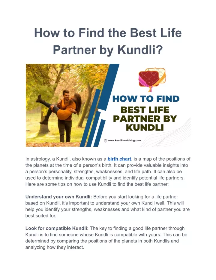 how to find the best life partner by kundli