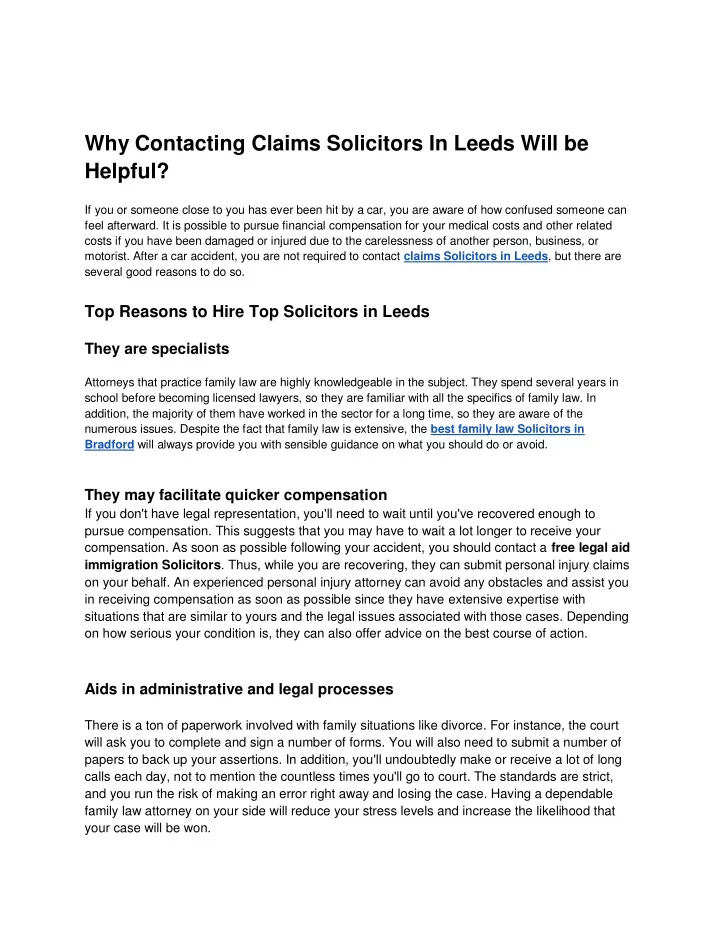 why contacting claims solicitors in leeds will