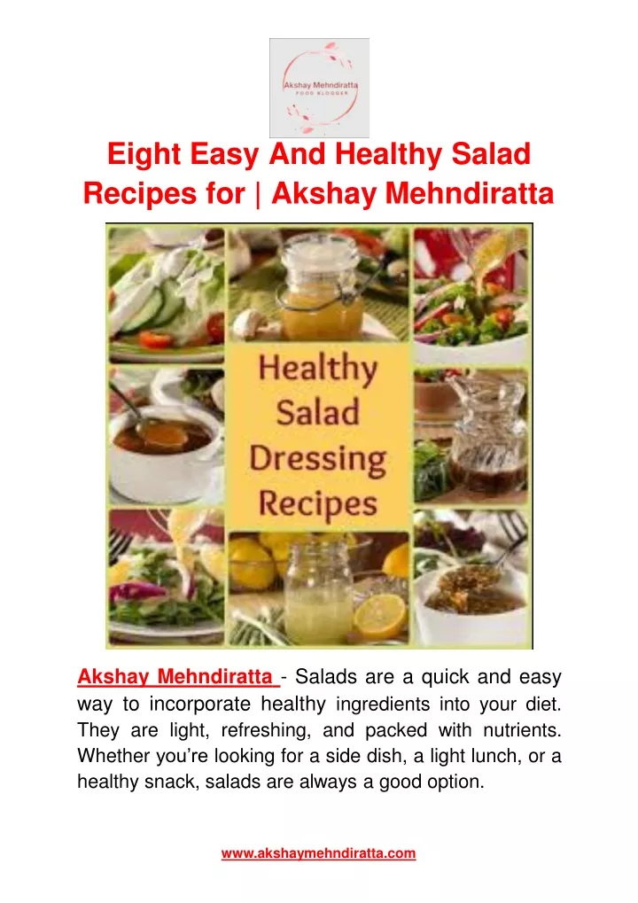 eight easy and healthy salad recipes for akshay mehndiratta